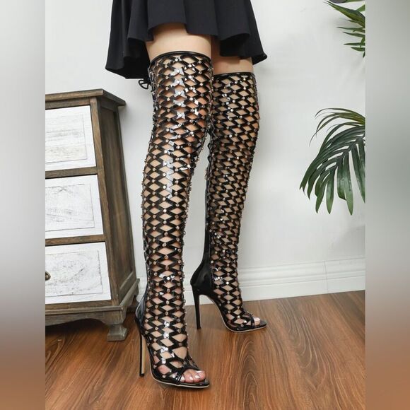 🔥🔥🔥over the knee thigh high stiletto boots brand new in the MF Box - Picture 7 of 7